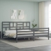 Estructura de cama con cabecero madera maciza gris 200x200cm