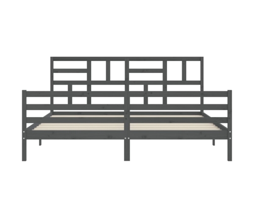 Estructura de cama con cabecero madera maciza gris 200x200cm