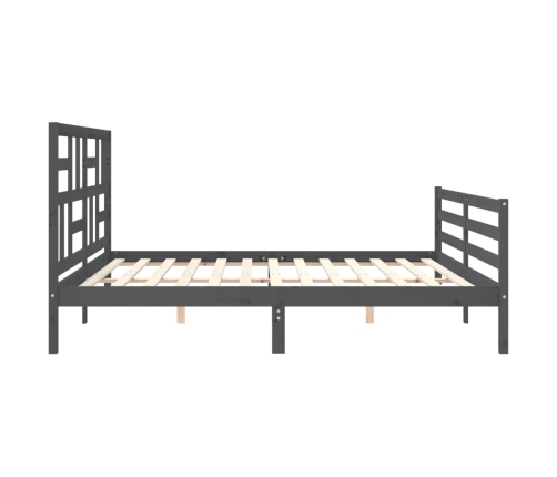 Estructura de cama con cabecero madera maciza gris 200x200cm