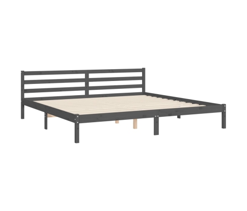 Estructura de cama con cabecero madera maciza gris 200x200cm