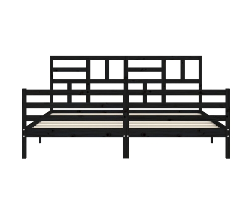 Estructura de cama con cabecero madera maciza negro 200x200 cm