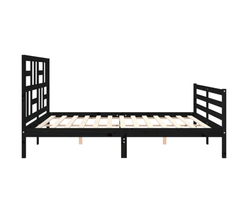 Estructura de cama con cabecero madera maciza negro 200x200 cm