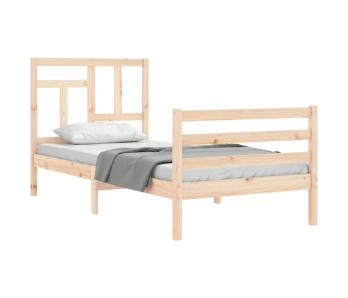 Estructura de cama individual con cabecero madera maciza