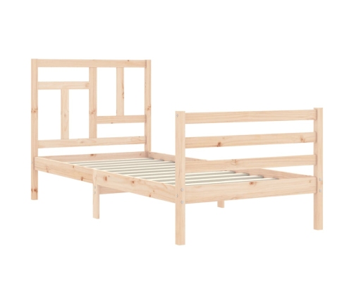 Estructura de cama individual con cabecero madera maciza