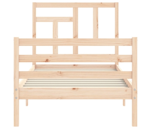 Estructura de cama individual con cabecero madera maciza