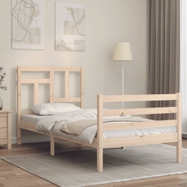 Estructura de cama con cabecero madera maciza