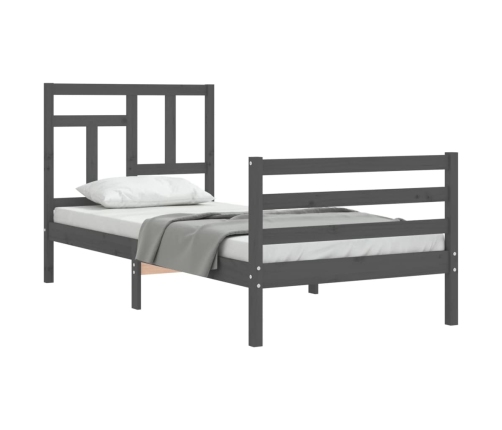 vidaXL Estructura de cama con cabecero madera maciza gris