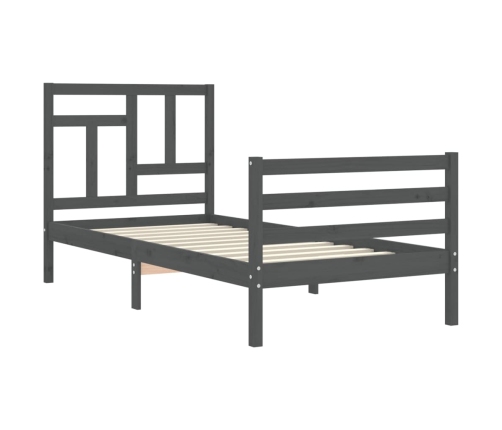 vidaXL Estructura de cama con cabecero madera maciza gris