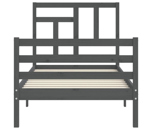 vidaXL Estructura de cama con cabecero madera maciza gris