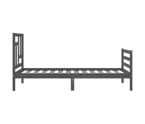 vidaXL Estructura de cama con cabecero madera maciza gris