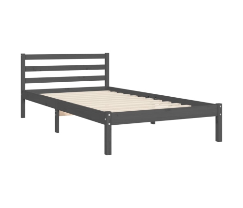 vidaXL Estructura de cama con cabecero madera maciza gris