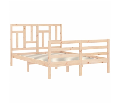 Estructura de cama de matrimonio con cabecero madera maciza