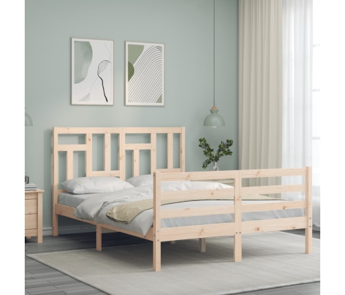 Estructura de cama con cabecero madera maciza 140x190 cm