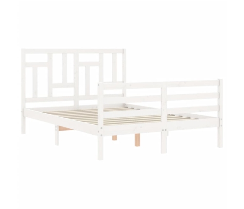 Estructura de cama con cabecero madera maciza blanco 140x190 cm