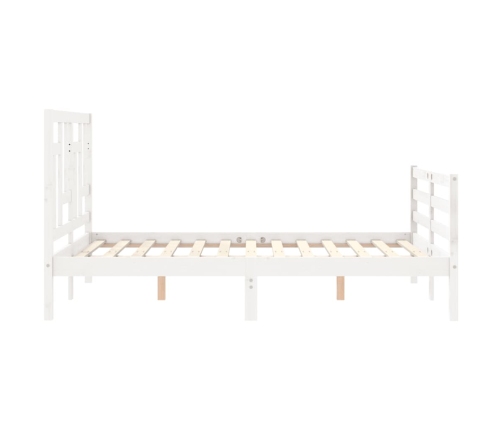 Estructura de cama con cabecero madera maciza blanco 140x190 cm