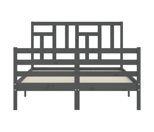 Estructura de cama con cabecero madera maciza gris 140x190 cm