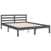 Estructura de cama con cabecero madera maciza gris 140x190 cm