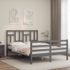 Estructura de cama con cabecero madera maciza gris 140x190 cm