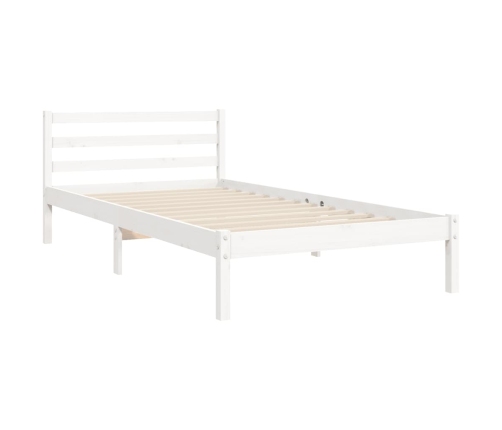 Estructura de cama con cabecero madera maciza blanco 90x200 cm