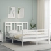 Estructura de cama con cabecero madera maciza blanco 120x200 cm