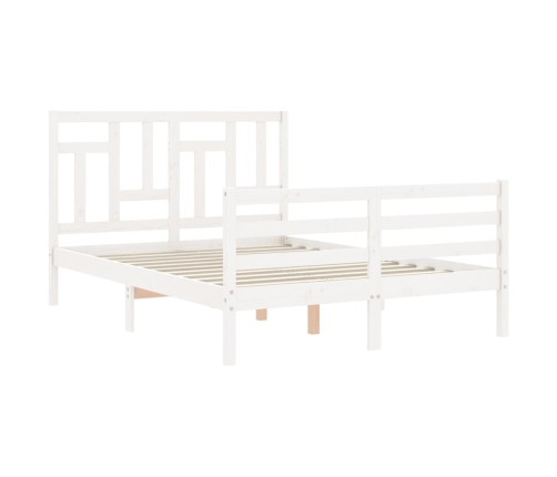 Estructura de cama con cabecero madera maciza blanco 120x200 cm