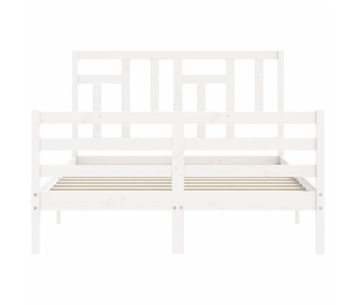 Estructura de cama con cabecero madera maciza blanco 120x200 cm