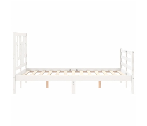 Estructura de cama con cabecero madera maciza blanco 120x200 cm