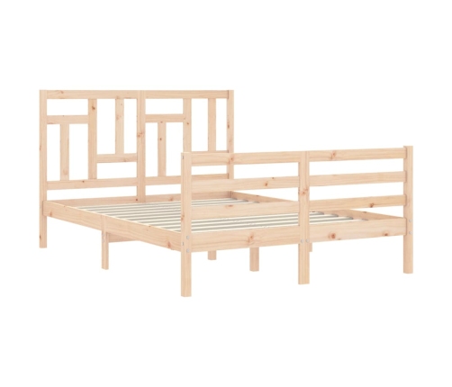 Estructura de cama con cabecero madera maciza 140x200 cm