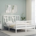 Estructura de cama con cabecero madera maciza blanco 140x200 cm