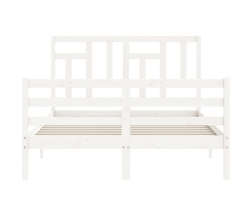 Estructura de cama con cabecero madera maciza blanco 140x200 cm