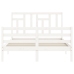 Estructura de cama con cabecero madera maciza blanco 140x200 cm