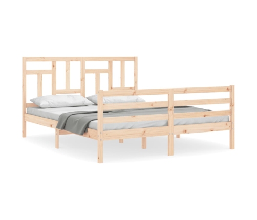 Estructura de cama con cabecero madera maciza 160x200 cm