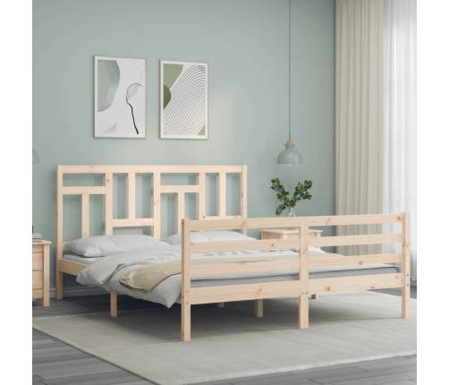 Estructura de cama con cabecero madera maciza 160x200 cm