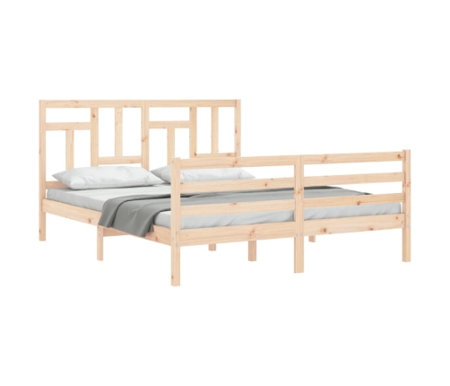 Estructura de cama con cabecero madera maciza 160x200 cm