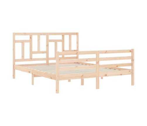 Estructura de cama con cabecero madera maciza 160x200 cm