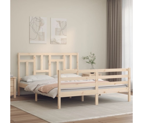 Estructura de cama con cabecero madera maciza 160x200 cm