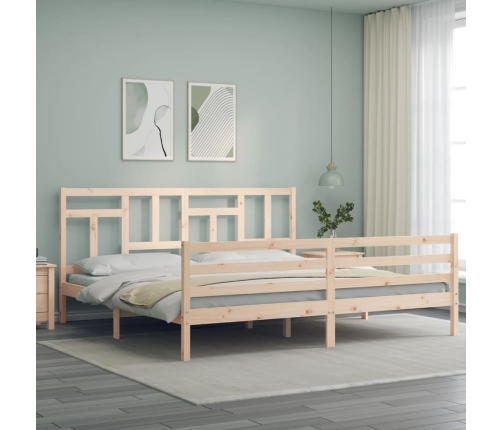 Estructura de cama de matrimonio con cabecero madera maciza