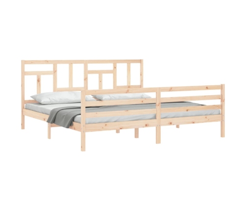 Estructura de cama de matrimonio con cabecero madera maciza