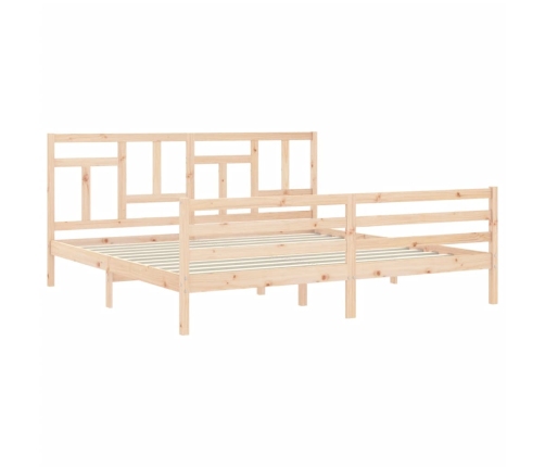 Estructura de cama de matrimonio con cabecero madera maciza