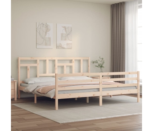 Estructura de cama de matrimonio con cabecero madera maciza