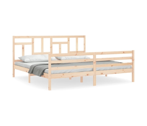 Estructura de cama con cabecero madera maciza 200x200 cm