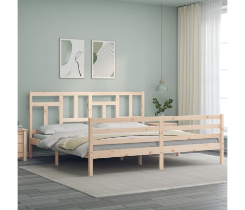 Estructura de cama con cabecero madera maciza 200x200 cm