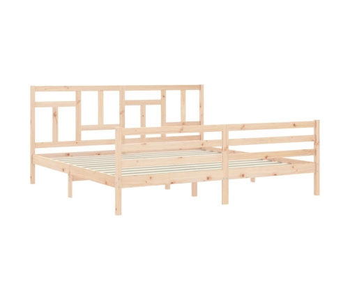 Estructura de cama con cabecero madera maciza 200x200 cm