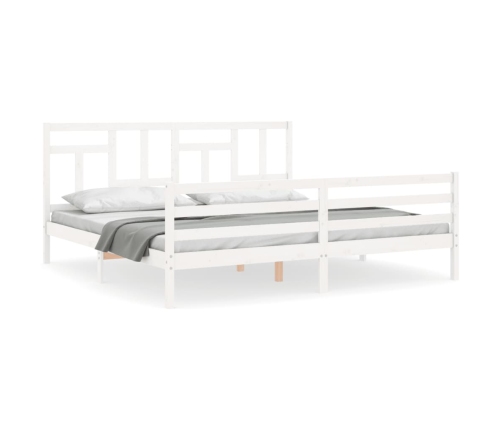 vidaXL Estructura de cama con cabecero madera maciza blanco 200x200 cm