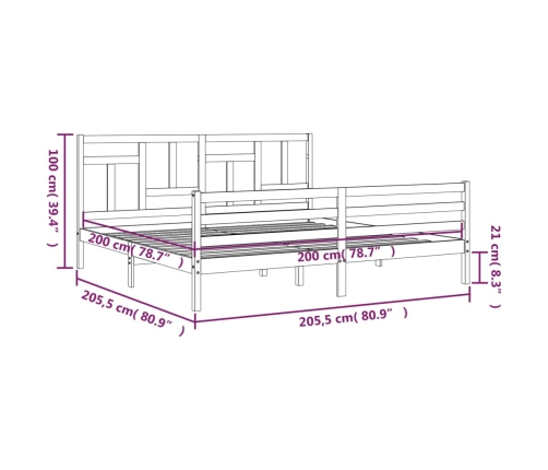 vidaXL Estructura de cama con cabecero madera maciza blanco 200x200 cm