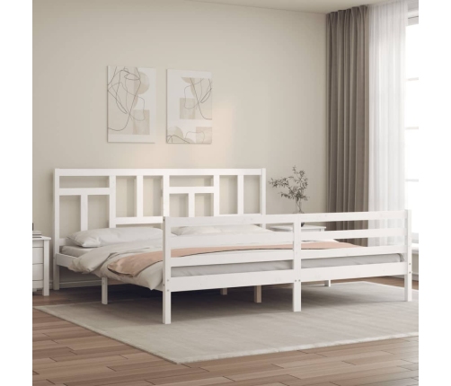 vidaXL Estructura de cama con cabecero madera maciza blanco 200x200 cm