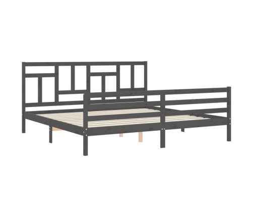 Estructura de cama con cabecero madera maciza gris 200x200 cm