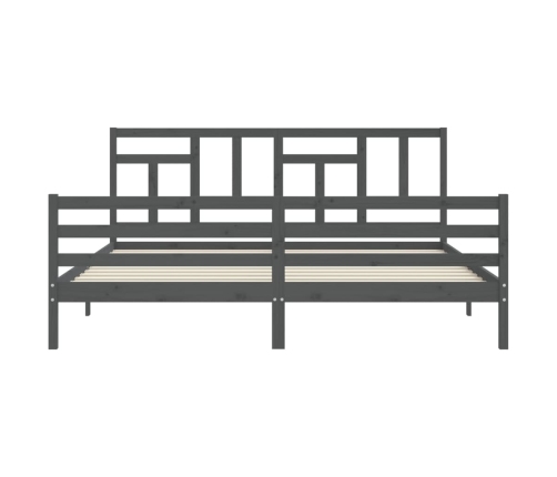 Estructura de cama con cabecero madera maciza gris 200x200 cm