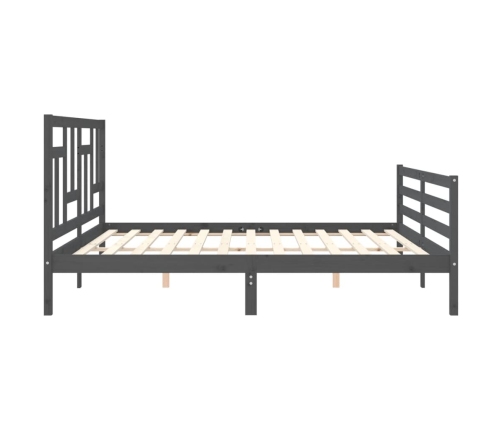 Estructura de cama con cabecero madera maciza gris 200x200 cm