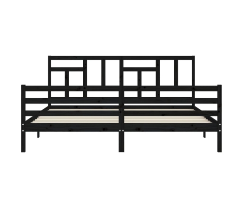 Estructura de cama con cabecero madera maciza negro 200x200 cm